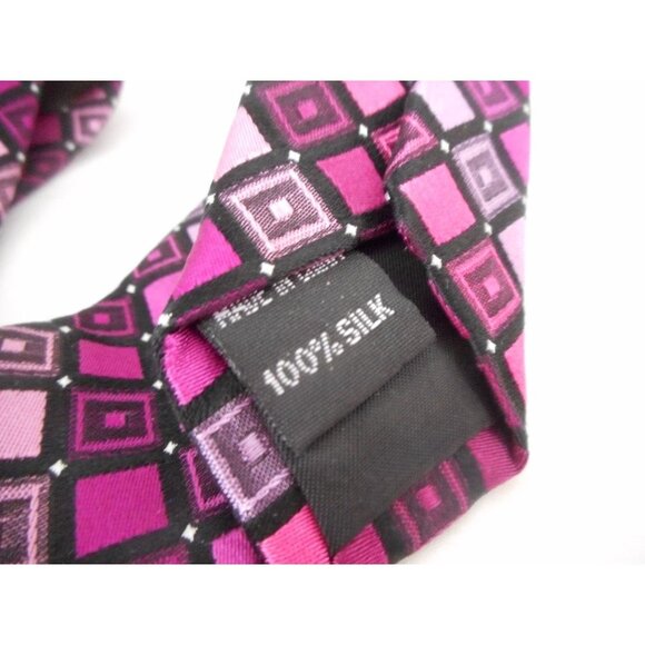 Vintage 100% silk Arrow Purple Pink geometric Tie - Picture 4 of 4